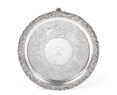 A George IV Scottish Silver Salver, Adam Elder, Edinburgh 1827, also marked CM possibly for Charles Murray, Perth, circular w