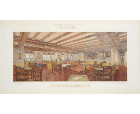Waring and Gillows (20th century) ''Peninsula &amp; Oriental S.N.Co First Class Verandah Cafe'' Watercolour, together with an