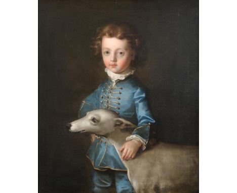  ~ Philip Mercier (1689-1760) French Portrait of Sir Walter Vavasour, Bt., when a young boy with his greyhound beside him  Si