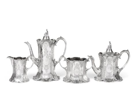 A Victorian Silver Four Piece Tea and Coffee Service, A B Savory &amp; Sons (marks of both Joseph &amp; Albert Savory and Wil