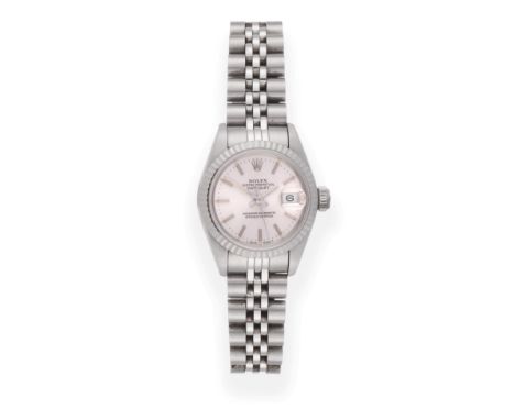 A Lady's Stainless Steel Automatic Calendar Centre Seconds Wristwatch, signed Rolex, Oyster Perpetual, Superlative Chronomete