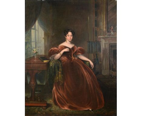 John Bridges (fl.1818-1854) Portrait of a Lady thought to be Mrs Blakemore Oil on canvas, 63cm by 50.5cm  See illustration 