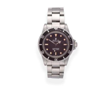 A Rare Stainless Steel Automatic Centre Seconds Wristwatch, signed Rolex, Oyster Perpetual, 660ft=200m, model: Submariner, re