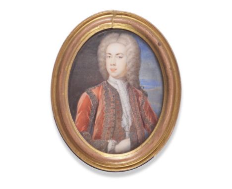  ~ Christian Richter (1678-1732) Swedish Portrait of Mr Lear? With powdered wig and wearing a silver embroidered red coat and