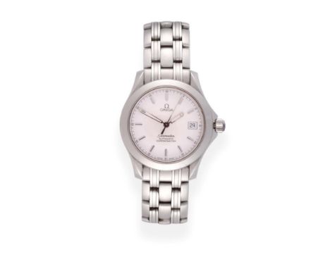 A Stainless Steel Automatic Calendar Centre Seconds Wristwatch, signed Omega, Chronometer, model: Seamaster, ref: 25012100, c