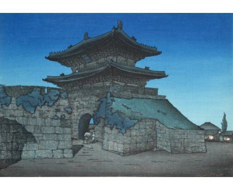 Elizabeth Keith (1887-1956) ''Last Gate, Seoul'' Signed in chalk and dated 1920, woodblock, 29.5cm by 42.5cm Artist's Resale 