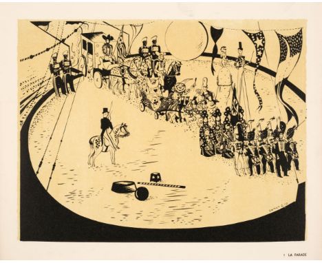 Serge. Panorama du Cirque, Paris: Editions Arc en Ciel, [1945], stencil-coloured decorative title and illustrations to text (