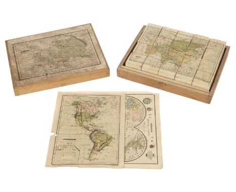 * Victorian Map Block Puzzle. A boxed set of map puzzle blocks, Paris: Charles Verneau, late 19th century, six hand-coloured 