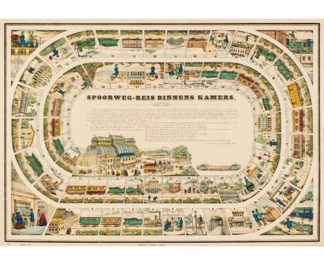 * Railway game. Spoorweg-reis Binnens Kamers [Railroad Journey Inside Rooms], Amsterdam: Erve Wijsmuller, mid-19th century, h