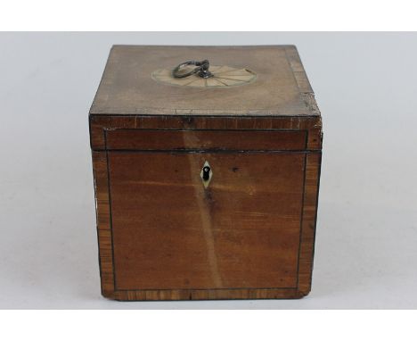A George III satinwood square shaped tea caddy, 13cm (NC)