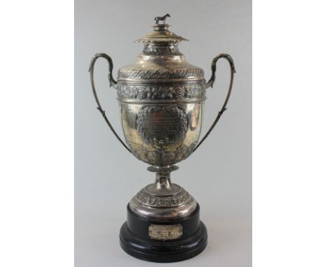 A Victorian silver presentation cup and cover (Grand National Winner Music Hall 1922), makers JFEF Sheffield 1899 and stamped