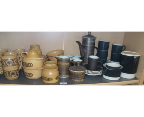1970's Poole Pottery coffee set, a Cinque Ports coffee set and a Kilncraft set with bowls