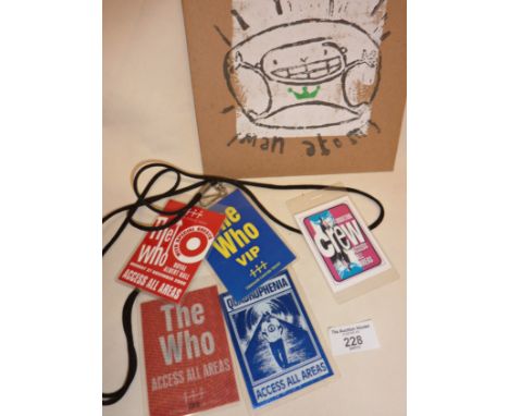 Vintage The Who Quadrophenia Masters of Music Tour 1997 and other Who VIP and 'access all area' laminated cards with lanyards