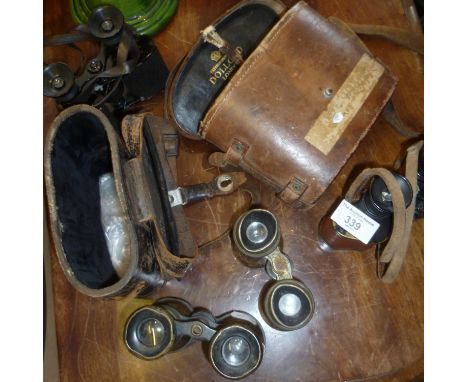WW2 US Army Signals Corps binoculars, Lafitte Military Glass field glasses and two other pairs