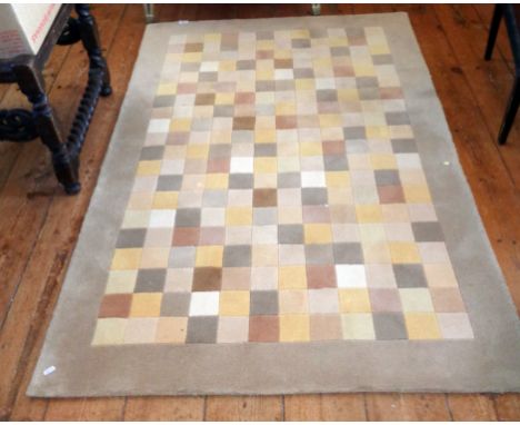 Floor rug with geometric squares pattern, 6' x 3'.6"