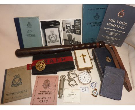 1950's RAFP (R.A.F. Police) related memorabilia and ephemera from a Patrick J. Failes 130 (Bournemouth) Squadron. Inc. a trun