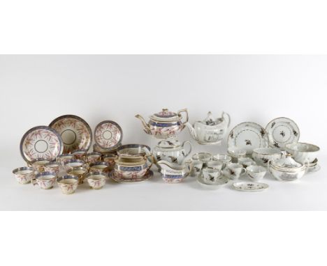 
	
		Early 19th century English teaware to include a Chamberlain's Worcester spirally moulded part tea and coffee service, pa