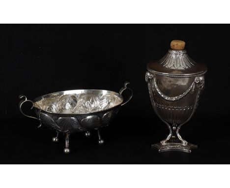 
	
		Silver including a George III silver oil lamp base, probably Samuel Meriton London 1786, lacking upper fitments, 16.5cms