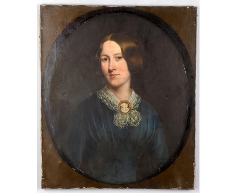 
	
		Richard Hardey (Mid-19th century English) 
		Half-length portrait of Sarah Ann Willan (afterwards Mrs Dunn),
		Oil on ca