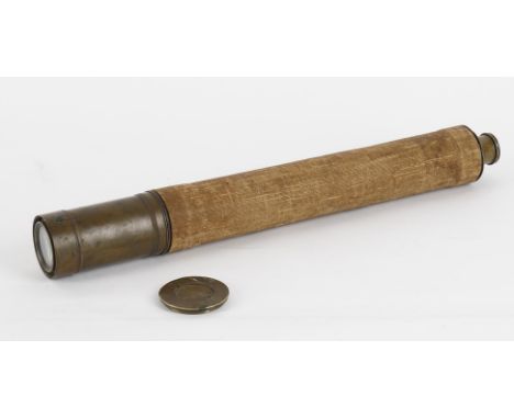 
	
		A 19th century single draw maritime telescope by J P Cutts, fouled anchor mark and engraved "Try Mf", 40mm diameter obje