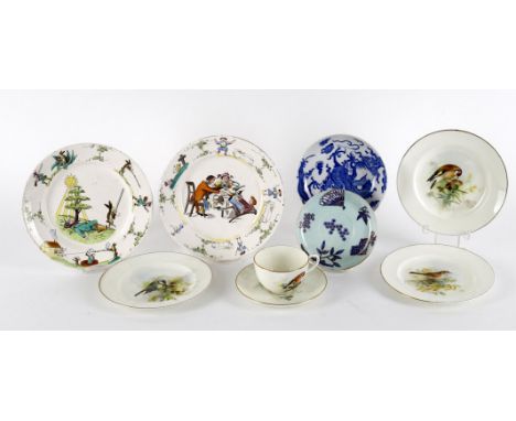 
	
		Decorative ware to include William Powell for Royal Worcester cup and saucer decorated with goldfinch, saucer 14.5cms di