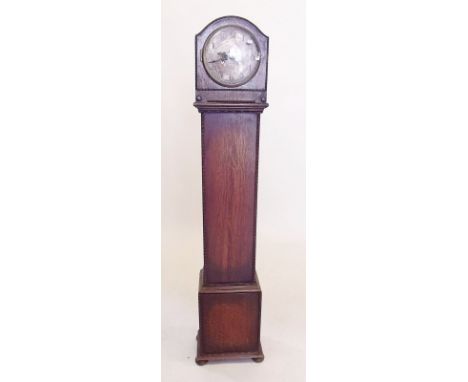 An oak cased grandmother clock