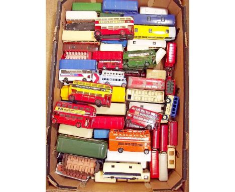 A large collection of 40 plus various public transport toy buses including Corgi and Lledo examples