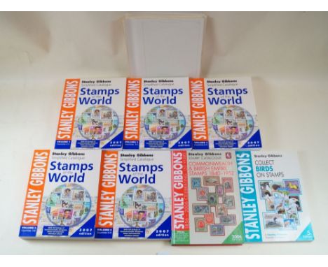 A box of stamp catalogues including SG 'Stamps of The World' 2007 vol 1 - 5 ( A- Z), 'Commonwealth and British Empire 1840 - 