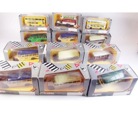 A group of twelve Corgi Classics bus and coaches - boxed
