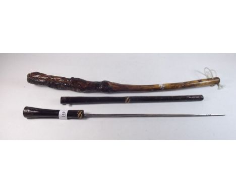 A Victorian sword stick and a shillelagh