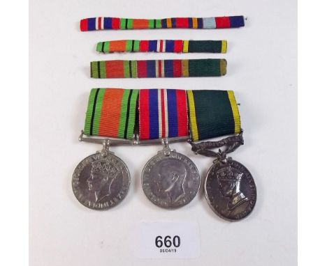 A WWII medal pair with GVI medal for Efficient Service to Sgt R H Caughley APTC No 410222