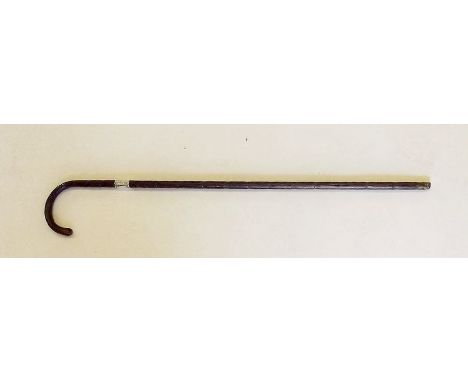 A gentleman's silver collared walking stick - inscribed VAD Badgeworth from Lady Cunynghame