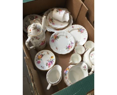 Appx 23 pieces Royal Crown Derby teaware including coffee pot, water jugs, plates , coffee cups etc Condition report: After i