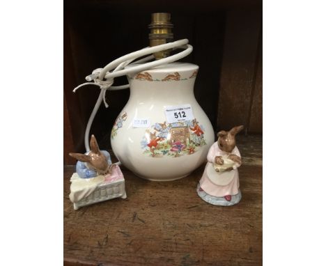 Royal Doulton Bunnykins lamp and 2 Bunnykins figures 
