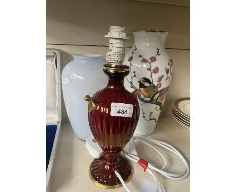 A Japanese porcelain Franklin vase, a Royal Brierley art glass vase, and a Carlron ware table lamp 