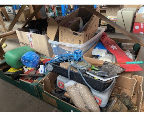 6 boxes of misc tools, garage and gardenware. 