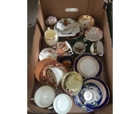 A box of teaware including Royal Worcester 