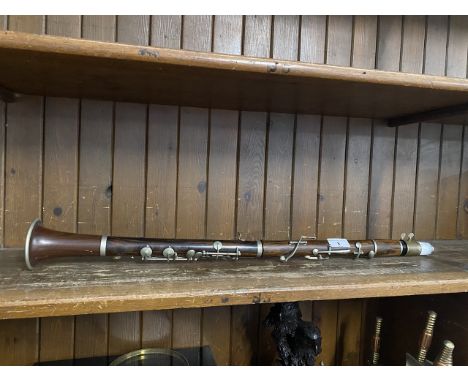 A nickel mounted rosewood clarinet. 