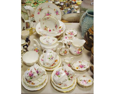 Royal Crown Derby - Derby Posies pattern English Bone China part tea service; centre table bowl; trinket dishes; plates;etc