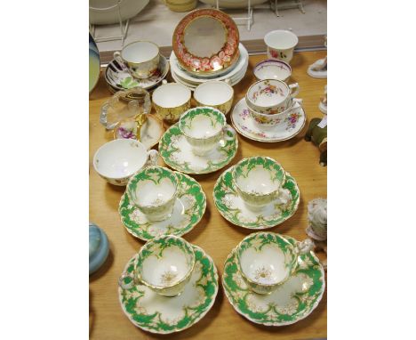 Decorative Ceramics - seven Daniels type cups and saucers; Minton; Spode; etc 