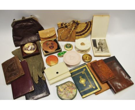 Vintage fashions - ladies accessories, Strattons and other compacts; leather purses, wallets; Goya, Yardley and other make up