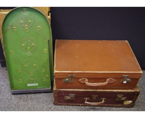 A Corinthian bagatelle board; vintage luggage;etc  