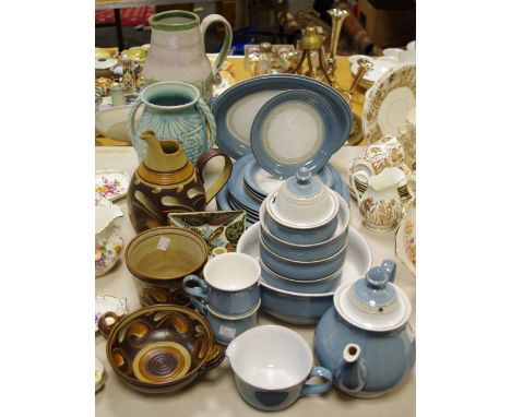 Denby - Glynn College ewer; a powder blue tea service; platter, bowls,etc  