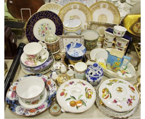 A stoneware jar and cover printed with Buckingham Palace; a Royal Worcester Evesham part dinner service; a novelty National T