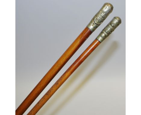 A World War I military swagger stick, Oxfordshire Light Infantry; another, Officers Training Corps (2)