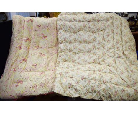 Textiles - vintage floral feather eiderdown; another, similar (2) 