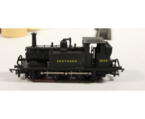 A Dapol OO D101S1 SR Wartime Black 0-6-0 Terrier Tank locomotive 2659 together with a collection of OO gauge model railway to