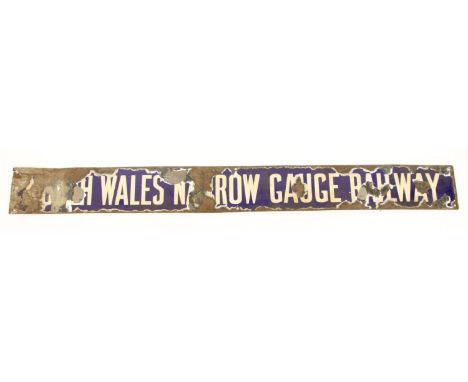 North Wales Narrow Gauge Railway, a vitreous enamel single sided sign, 9 x 84 cm 