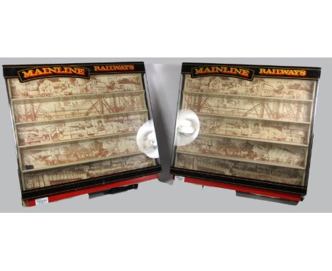 Two Mainline model railway display cabinets, 60 x 64 x 13 cm