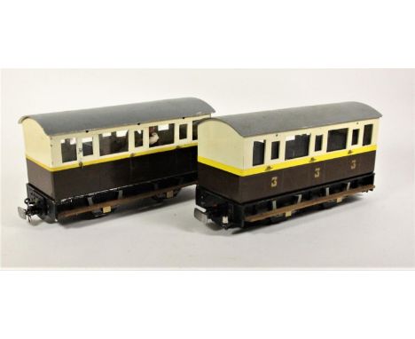 Two G scale model coaches 